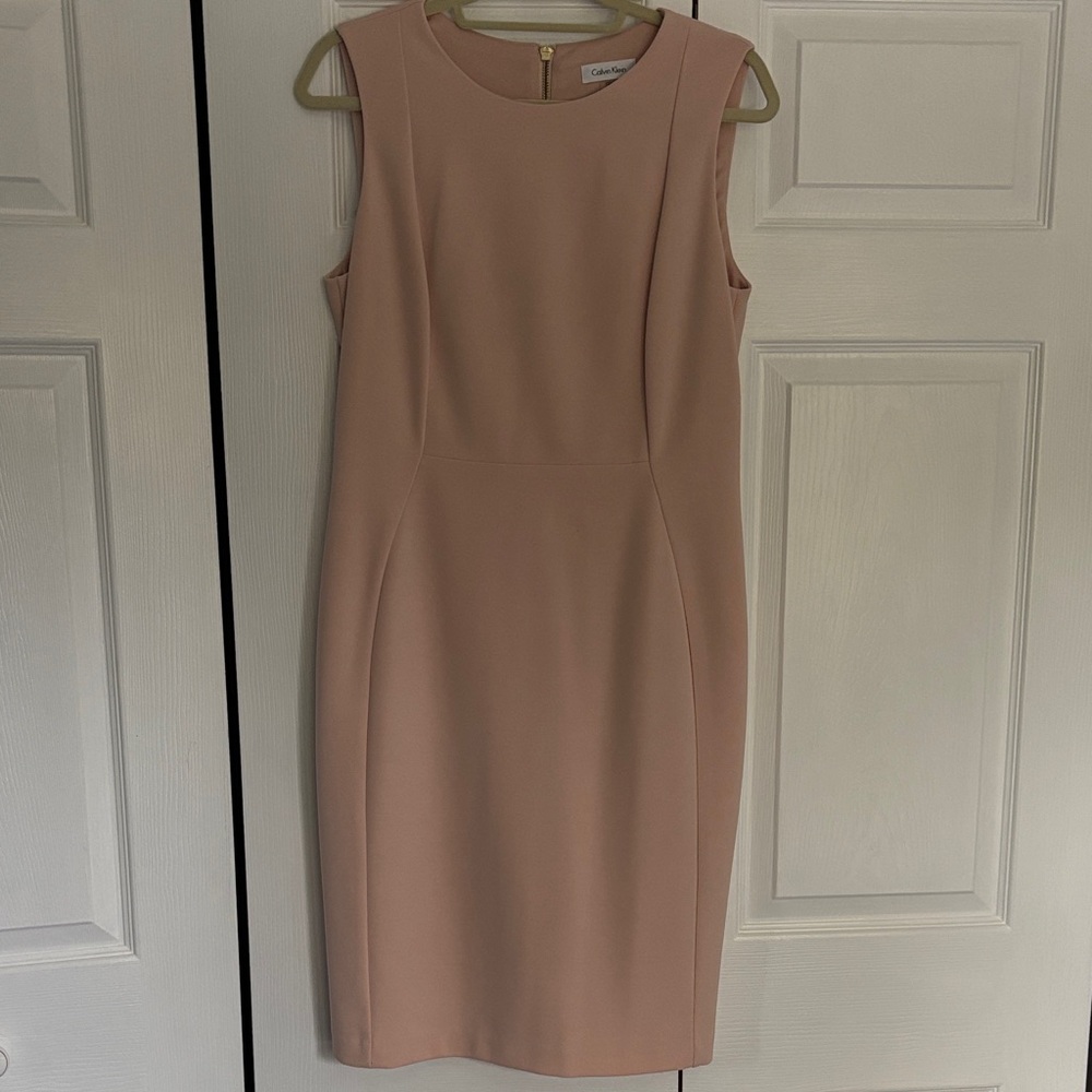 Calvin Klein Sleeveless Midi Dress in Blush Pink